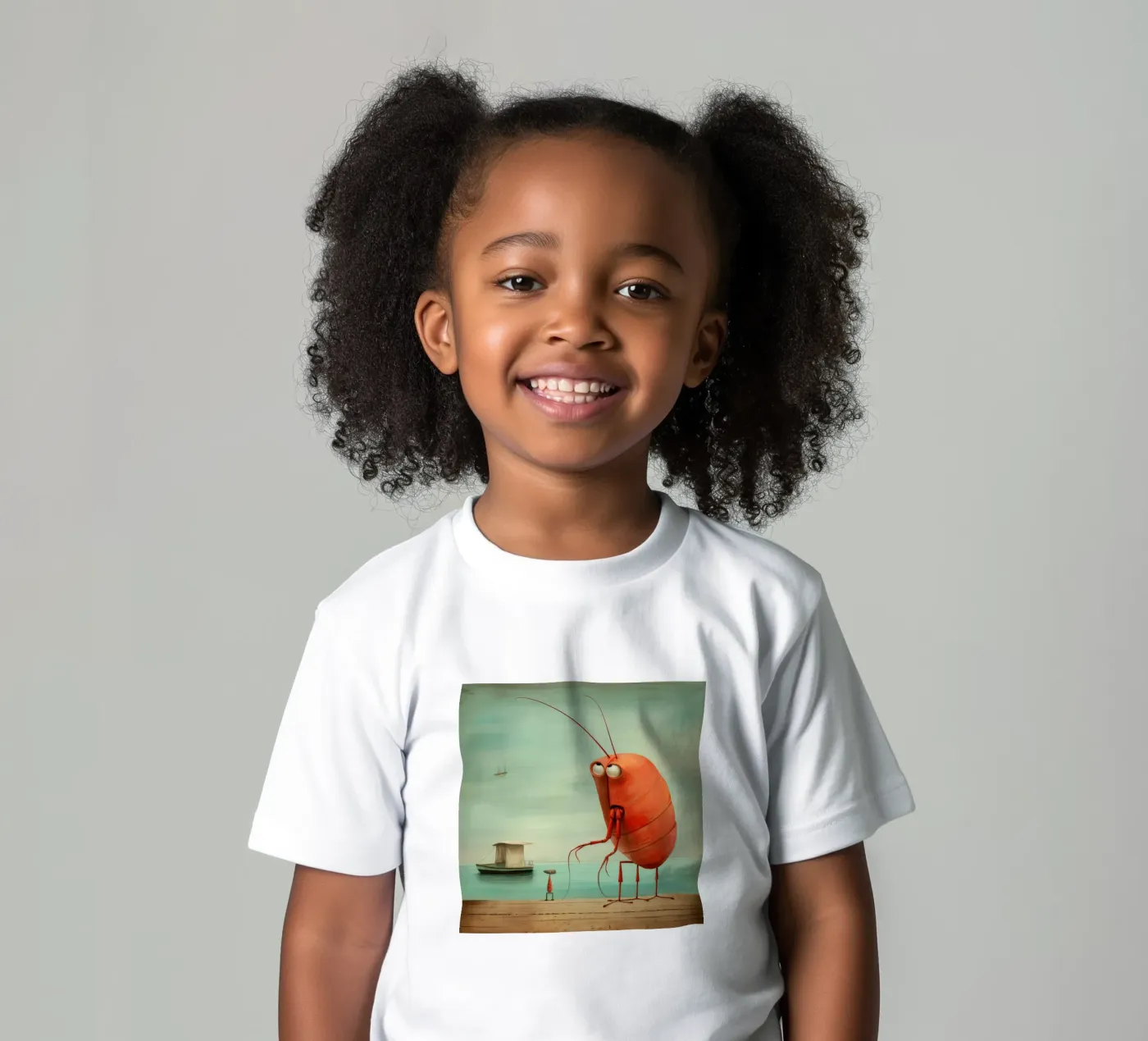 Minimum Prawn kinder t-shirt van Minimal Animal Art
