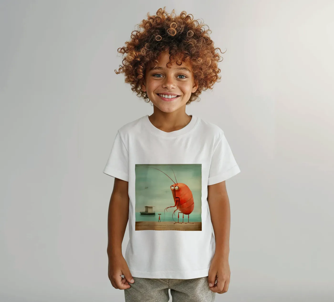 Minimum Prawn kinder t-shirt van Minimal Animal Art