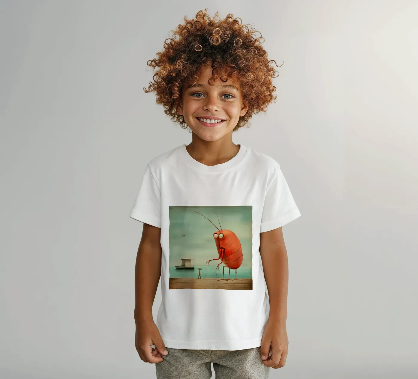 Minimum Prawn kinder t-shirt van Minimal Animal Art