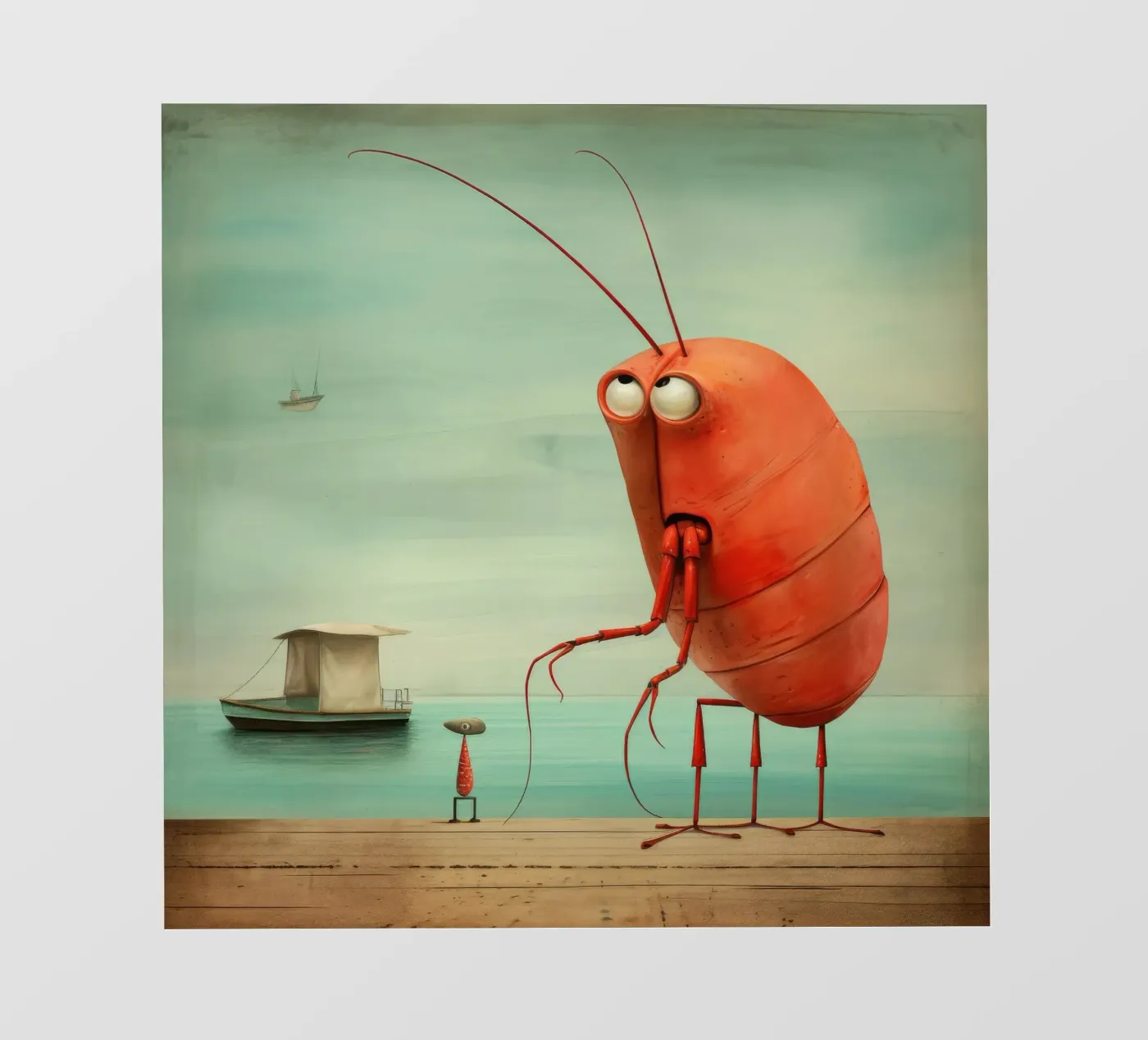 Minimaal Garnalen fotobehang van Minimal Animal Art