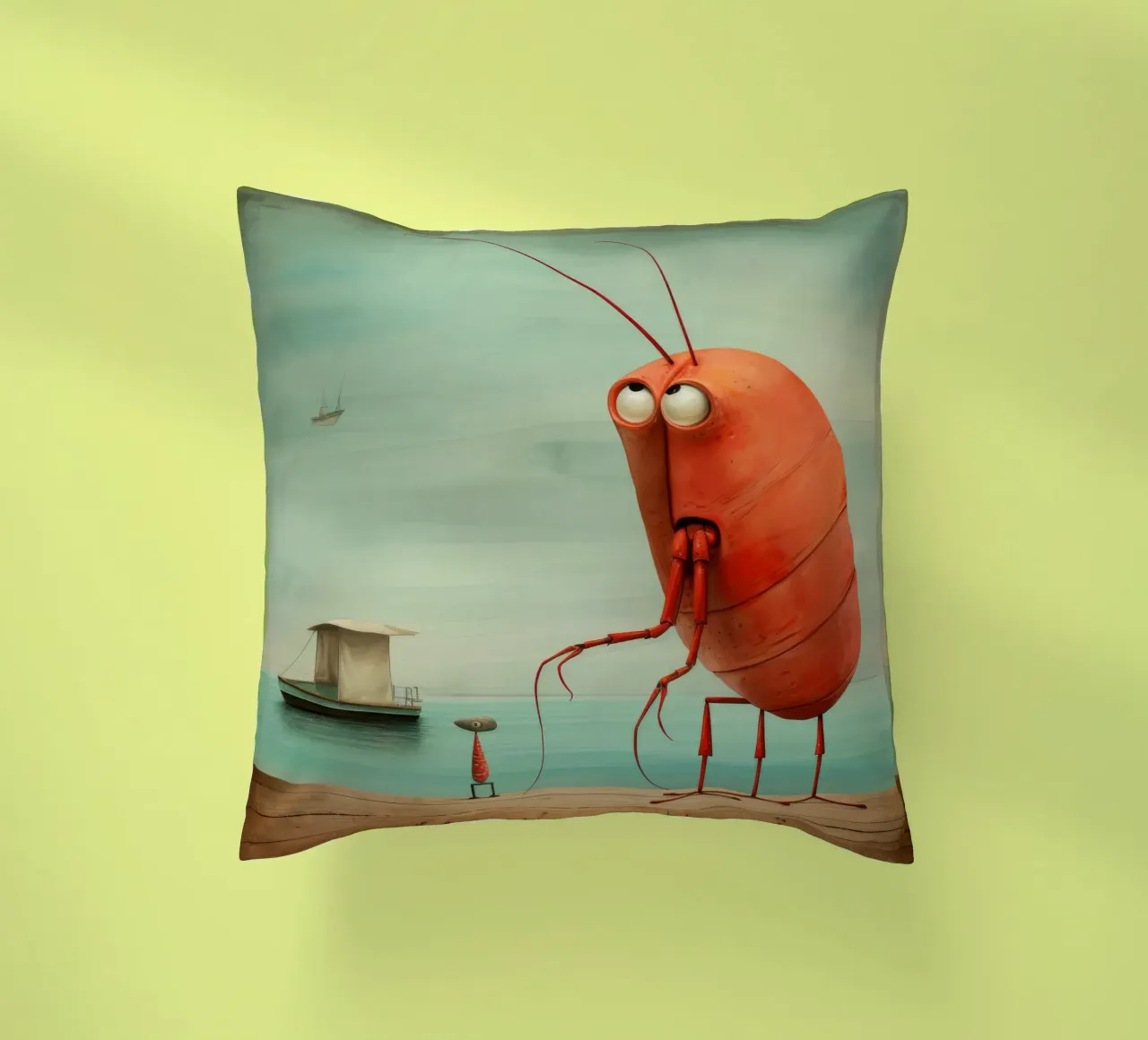 Minimal Prawn 1 decorative cushion by Minimal Animal Art