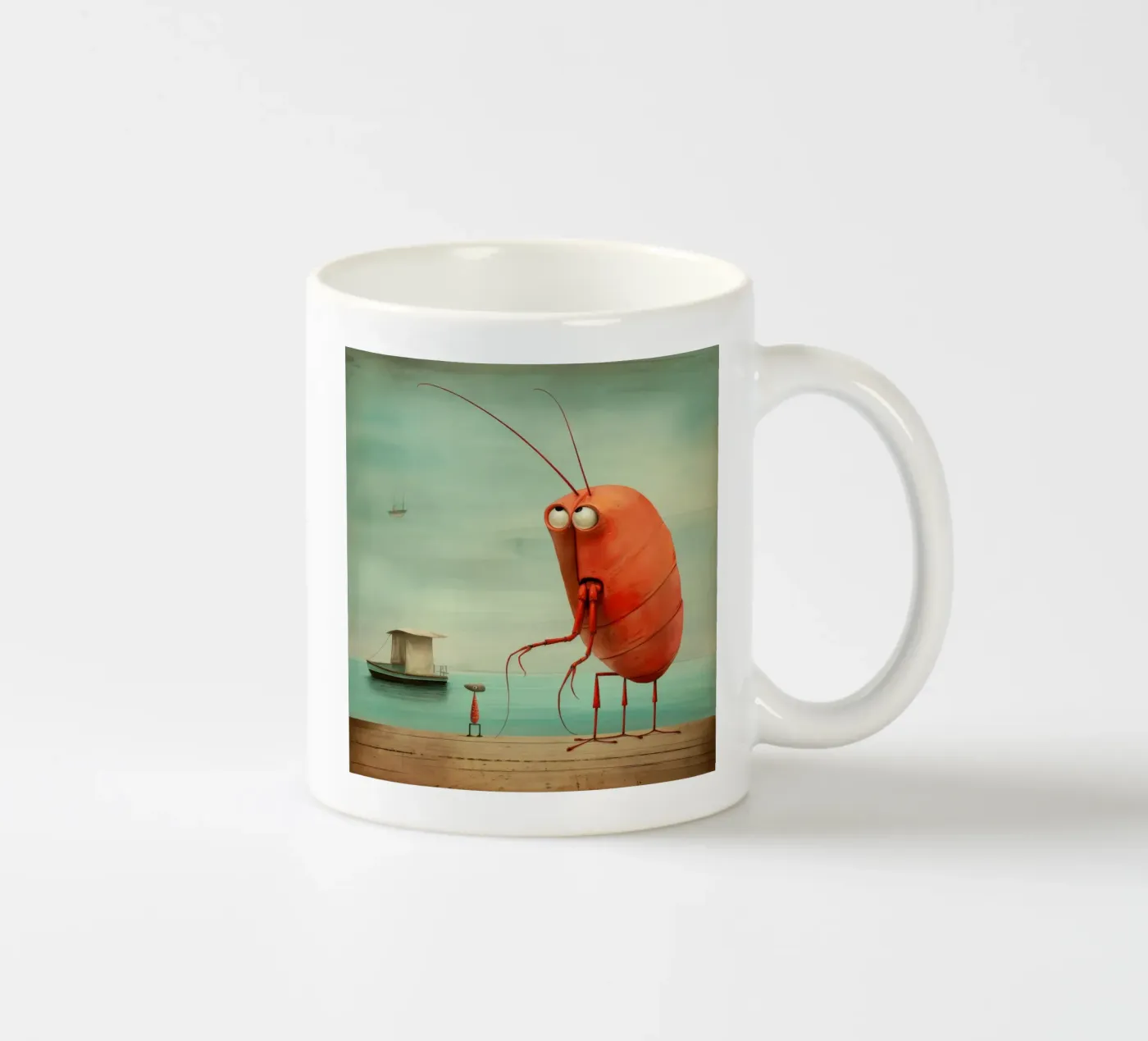 Minimum Prawn ceramic mug by Minimal Animal Art