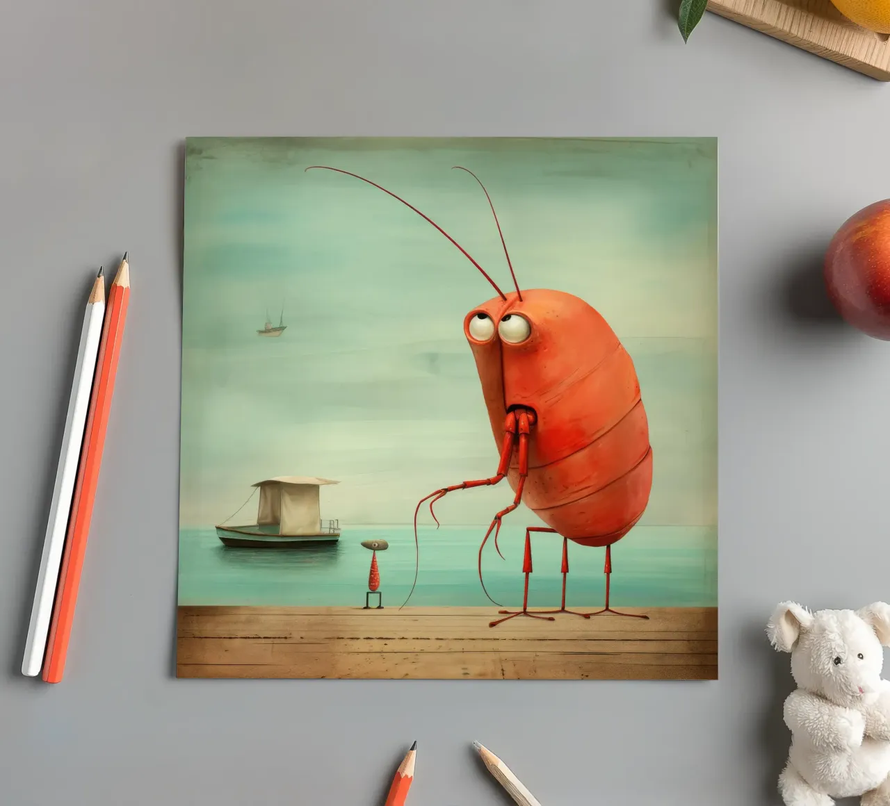 Minimum Prawn sticker sheet by Minimal Animal Art