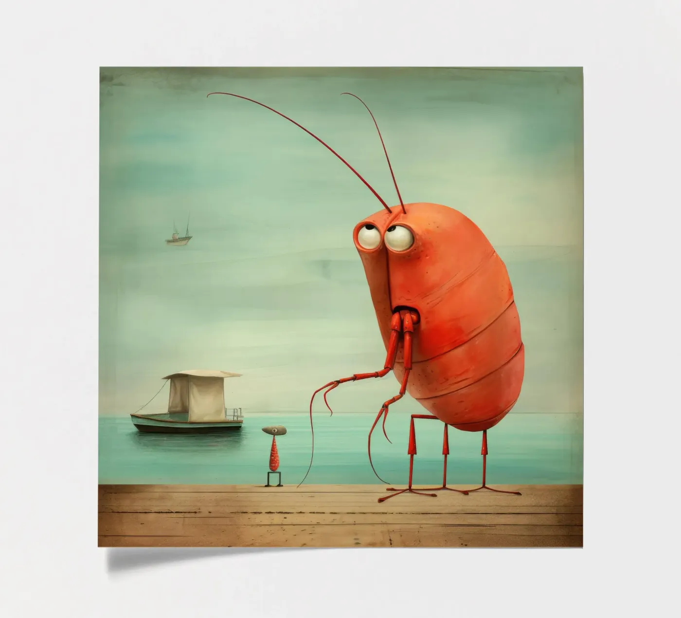 Minimaal Garnalen stickervel van Minimal Animal Art