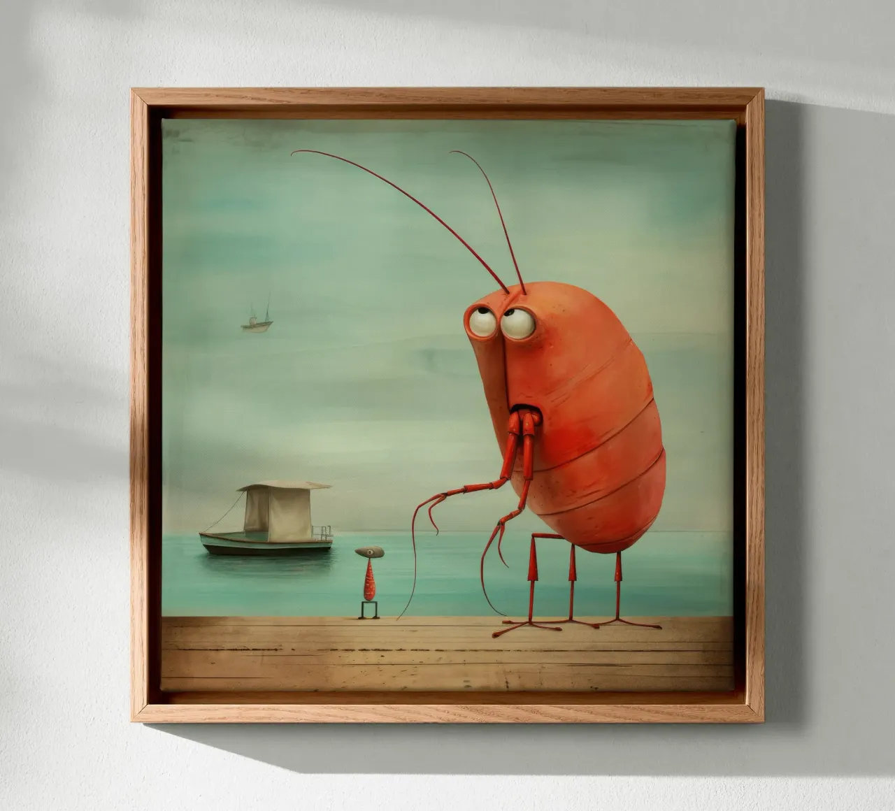 Minimum Prawn canvas by Minimal Animal Art