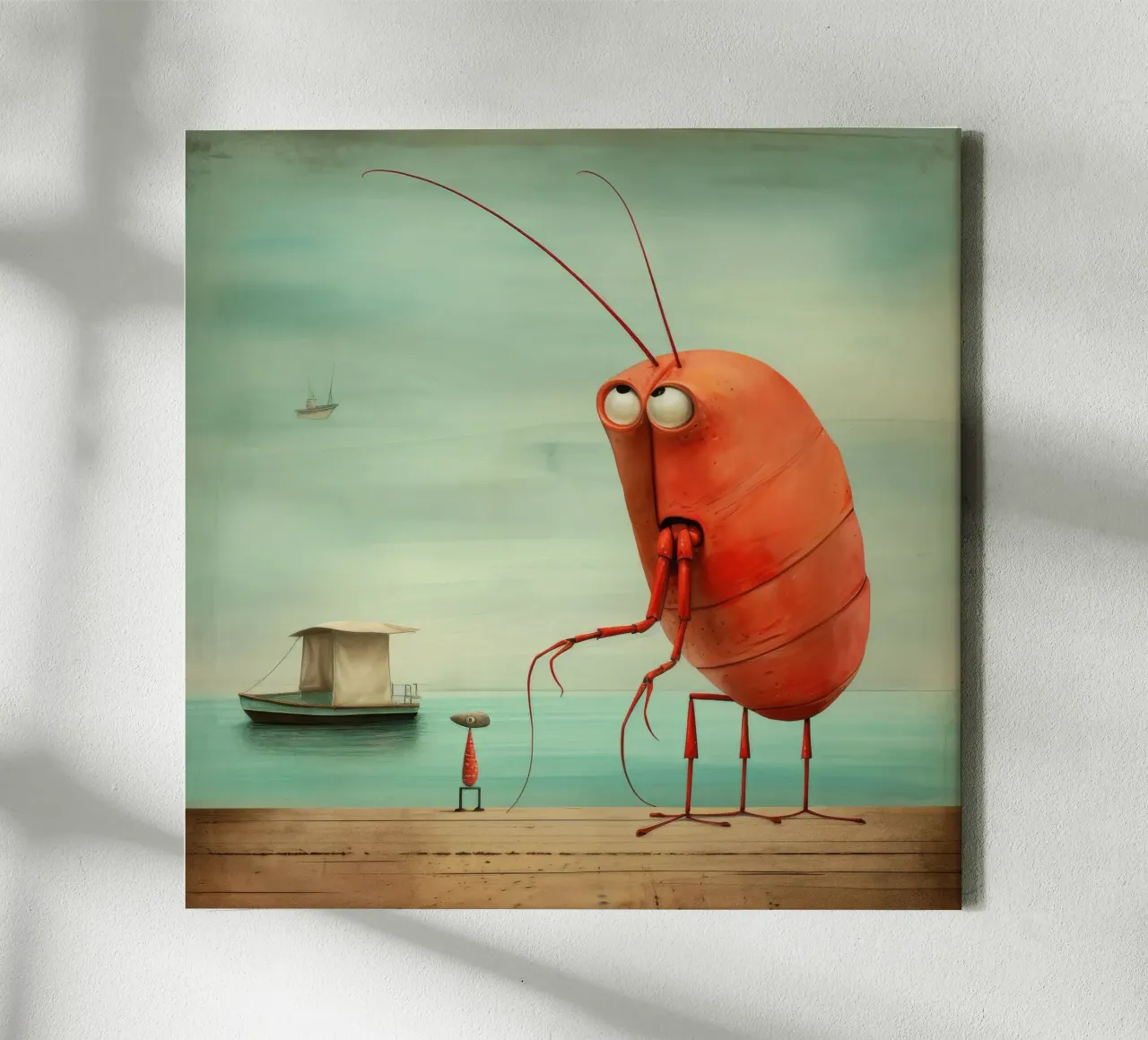 Minimum Prawn canvas by Minimal Animal Art