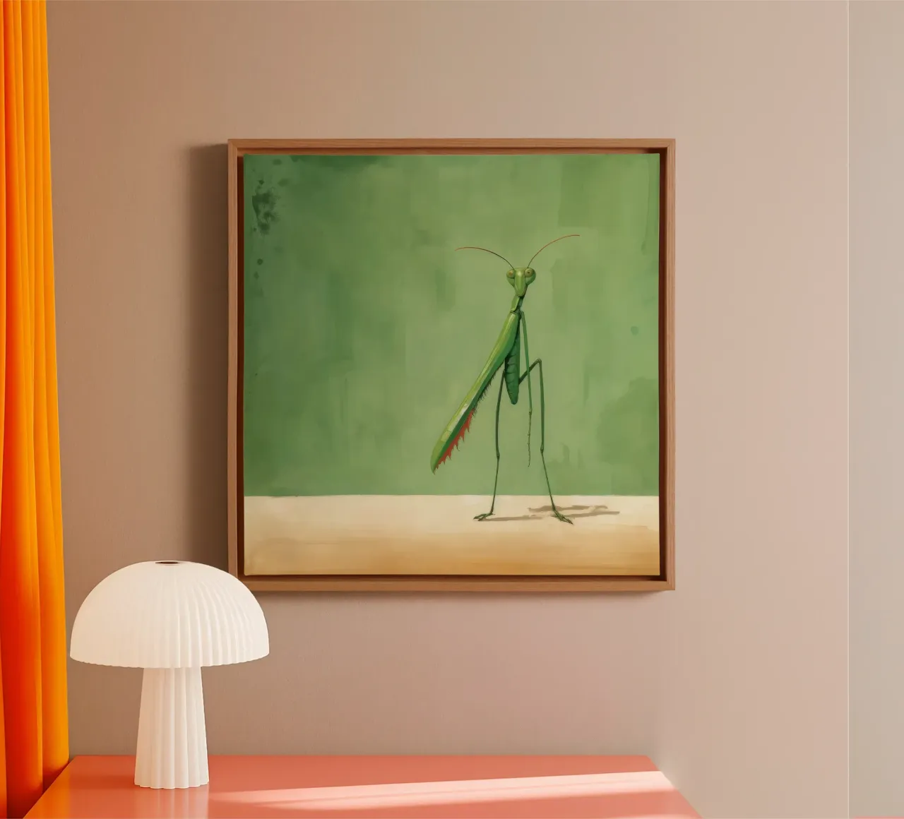 Minimal Praying Mantis 2 canvas by Minimal Animal Art