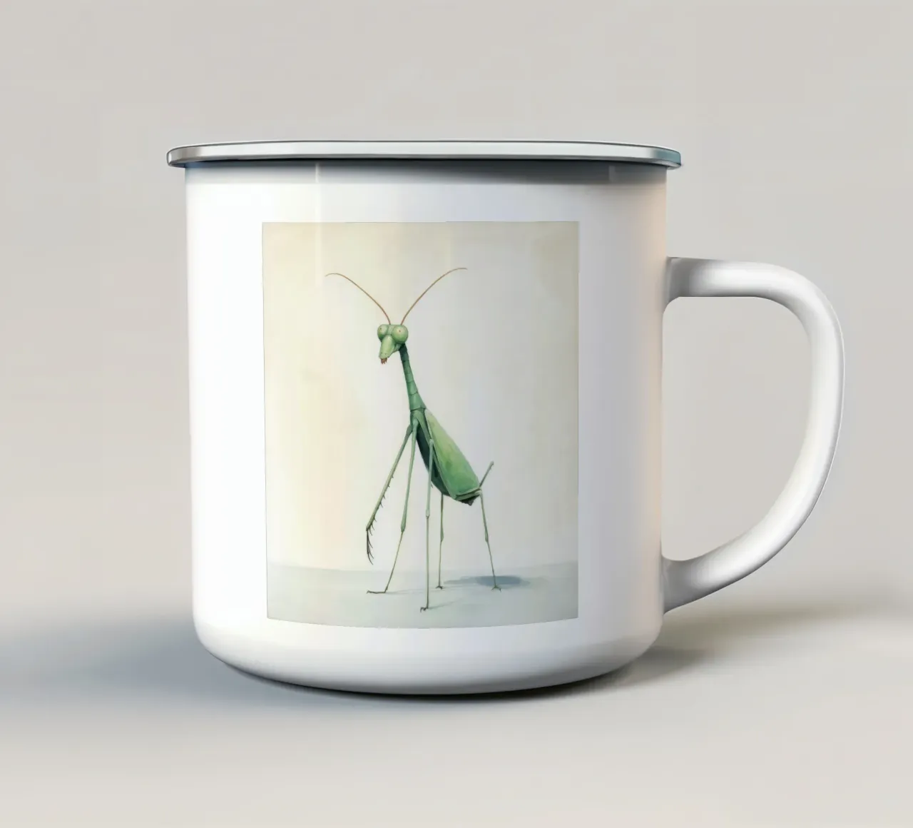 Mantide religiosa minima 3 tazza in smalto da Minimal Animal Art