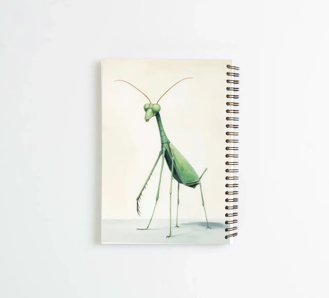 Minimal Praying Mantis 3 spiral notebook by Minimal Animal Art