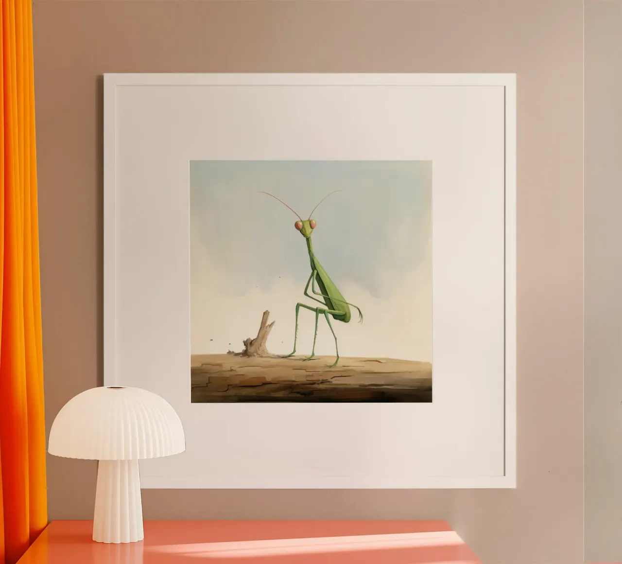 Mantide religiosa minima 4 poster con telaio in plastica da Minimal Animal Art