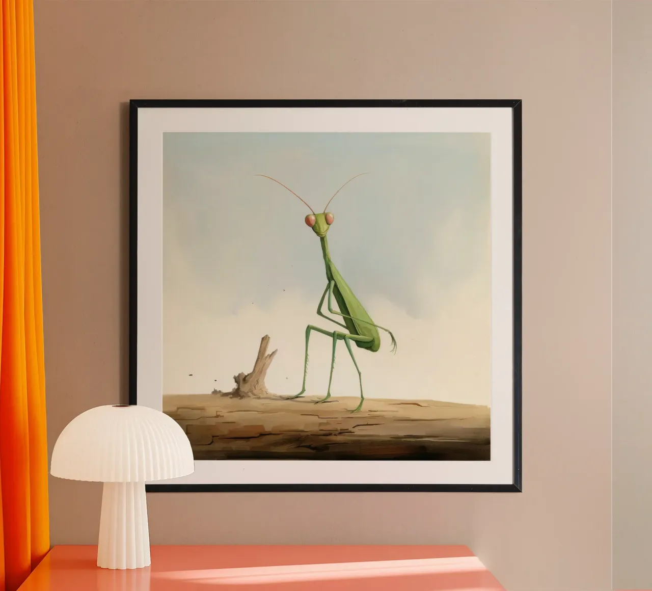 Mantide religiosa minima 4 poster con telaio in plastica da Minimal Animal Art