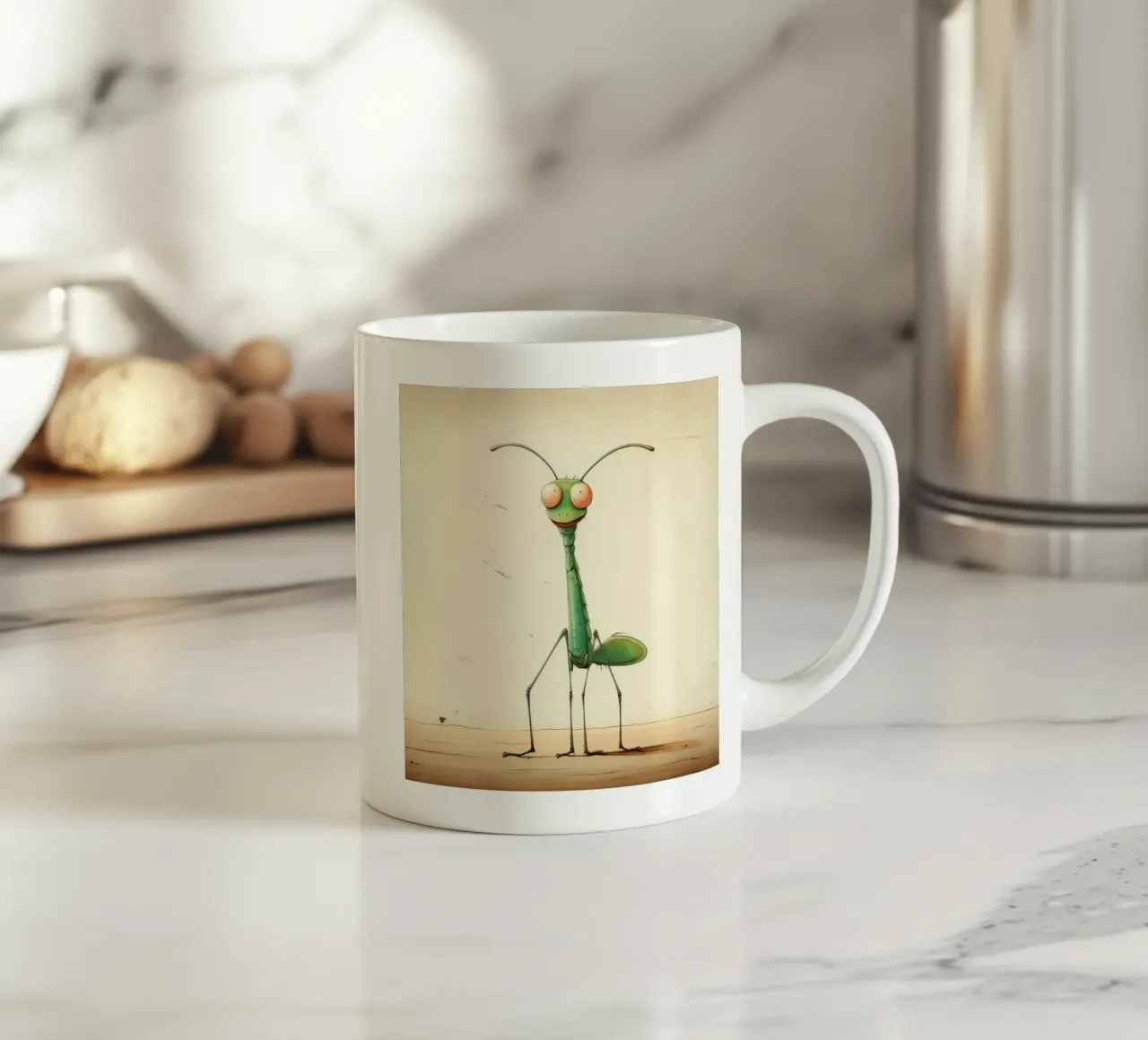 Mante religieuse minimale 1 mug en céramique de Minimal Animal Art