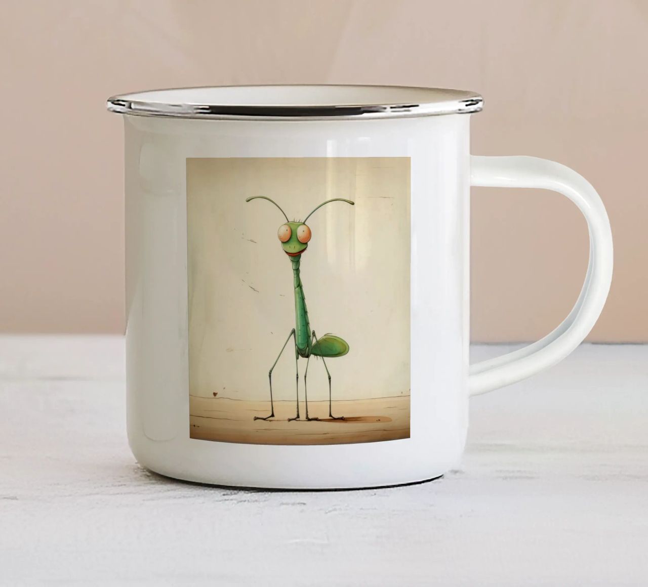 Mantide religiosa minima 1 tazza in smalto da Minimal Animal Art