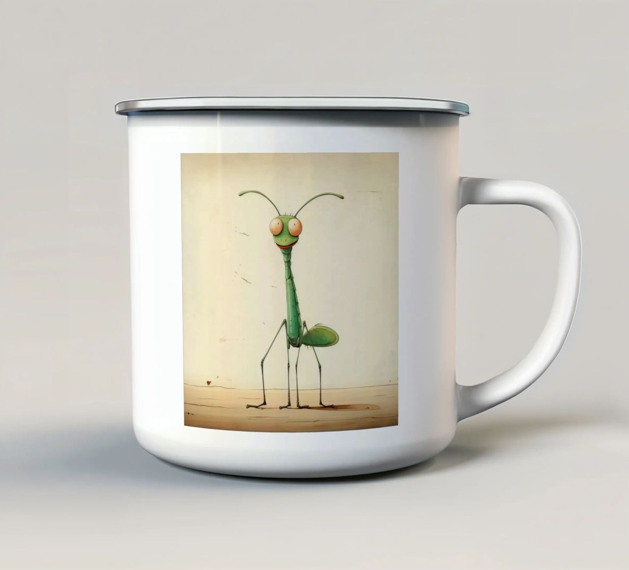 Mantide religiosa minima 1 tazza in smalto da Minimal Animal Art