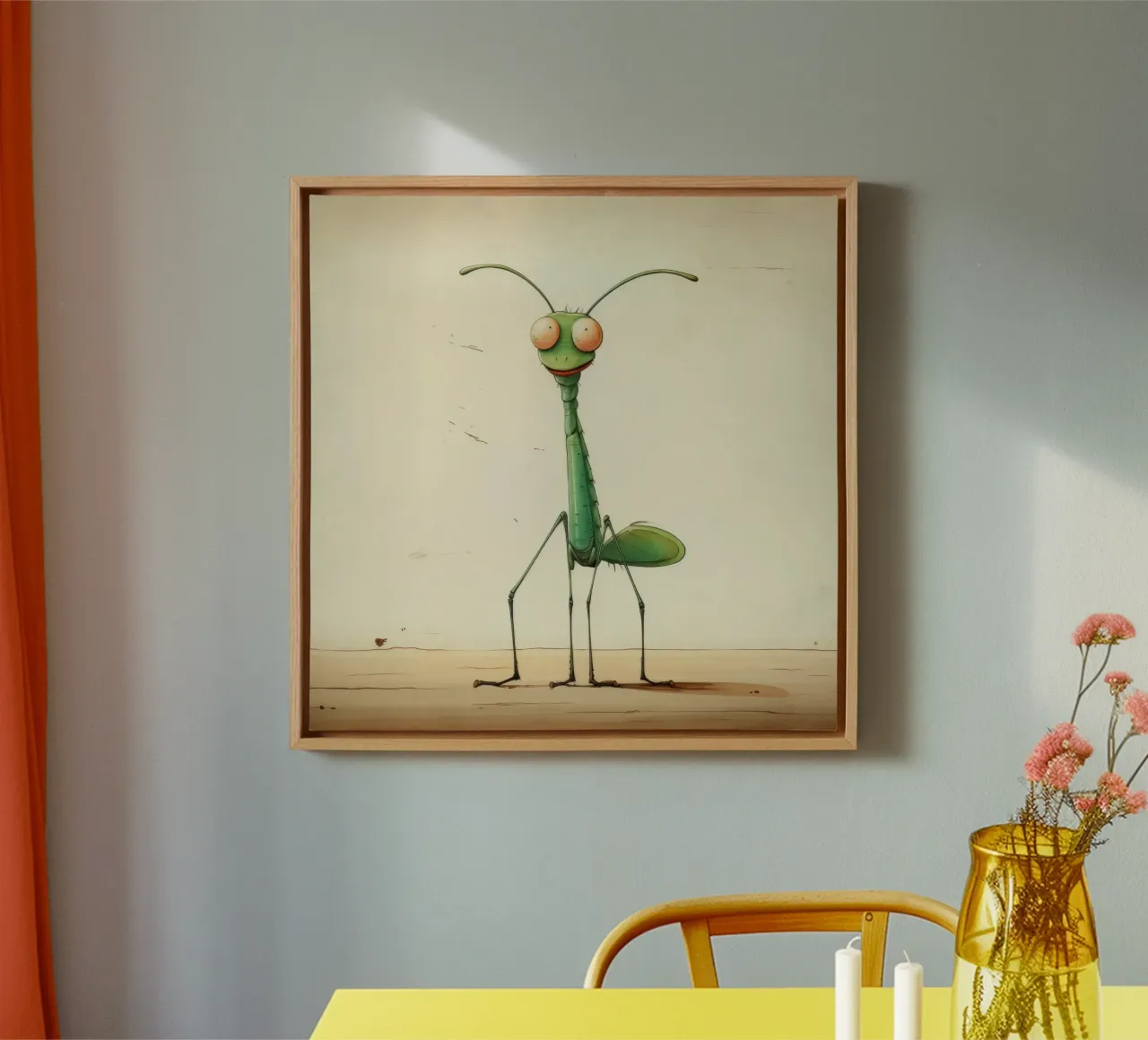 Minimal Praying Mantis 1 canvas by Minimal Animal Art