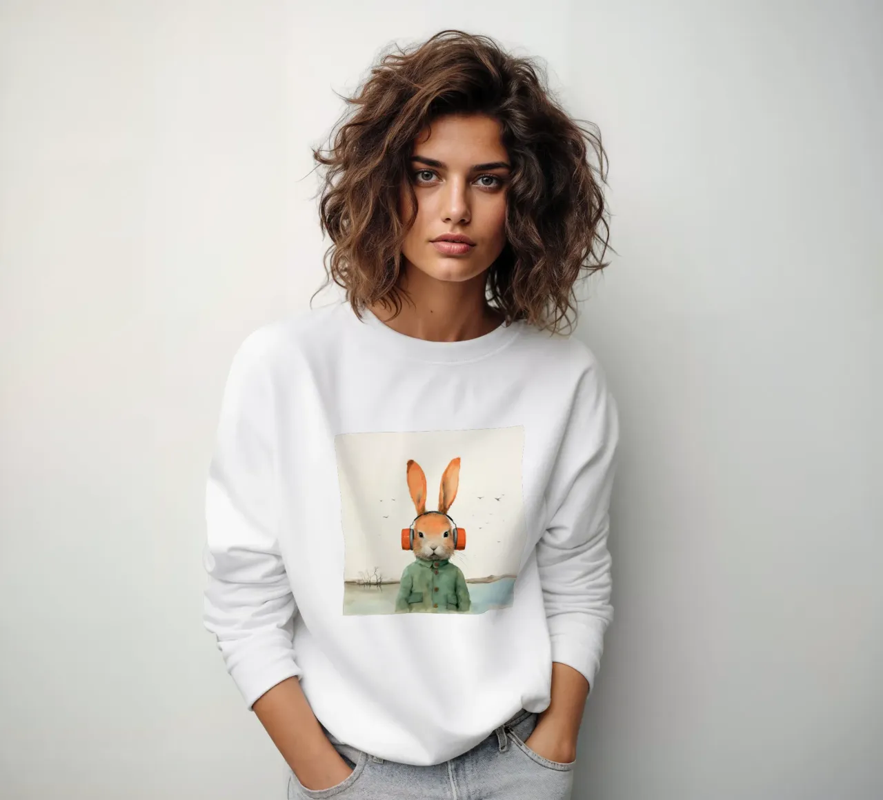 Coniglio minimo 2 felpa da Minimal Animal Art