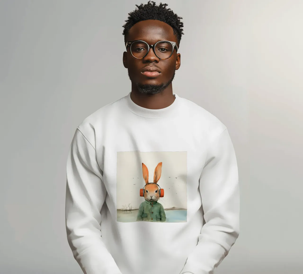 Minimaal konijn 2 sweatshirt van Minimal Animal Art