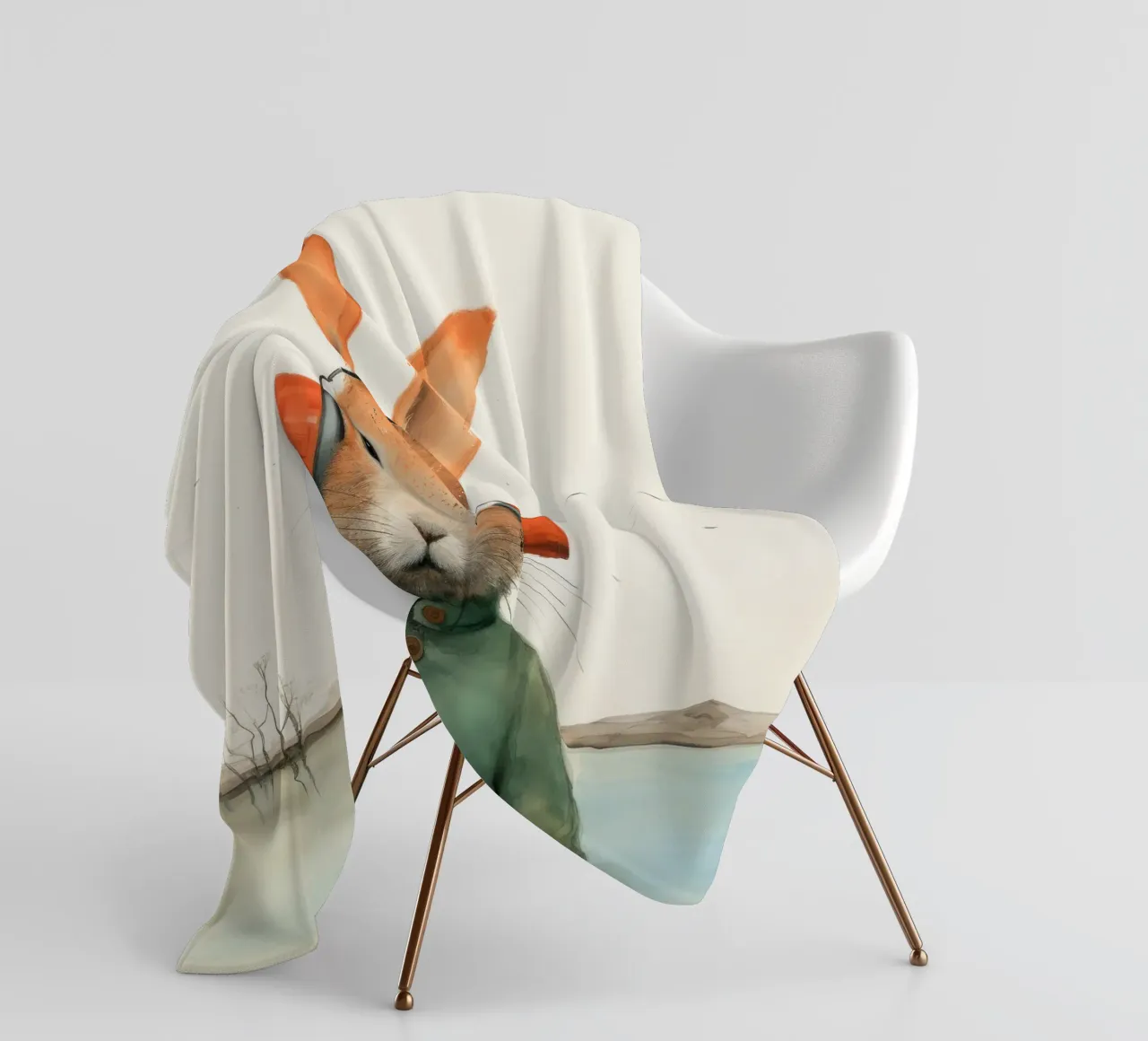 Coniglio minimo 2 coperta in pile da Minimal Animal Art