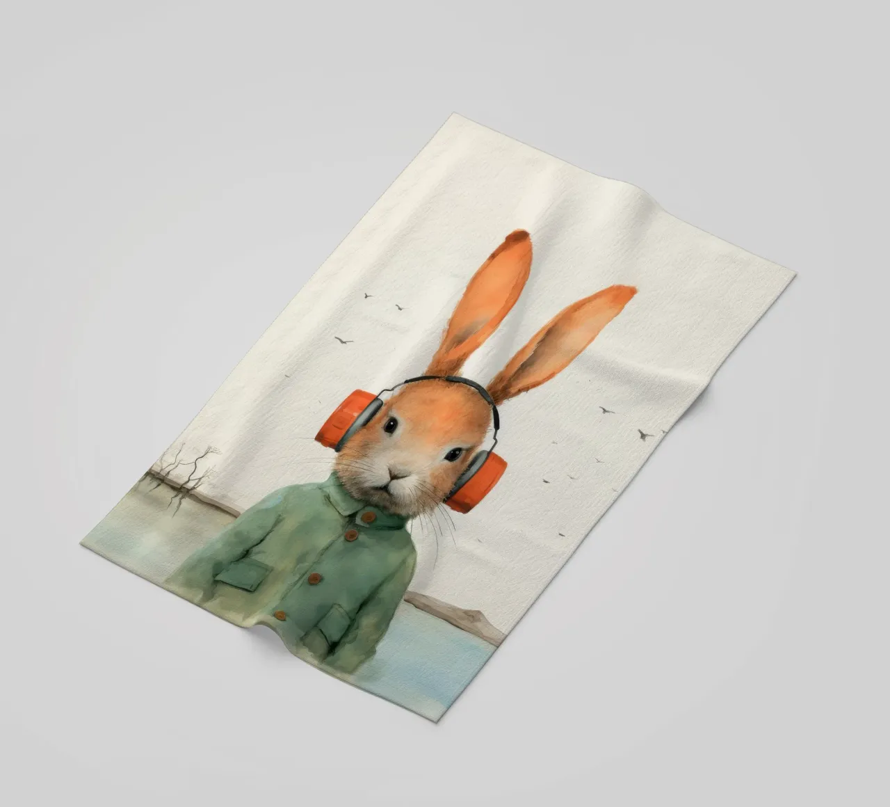 Coniglio minimo 2 telo mare da Minimal Animal Art