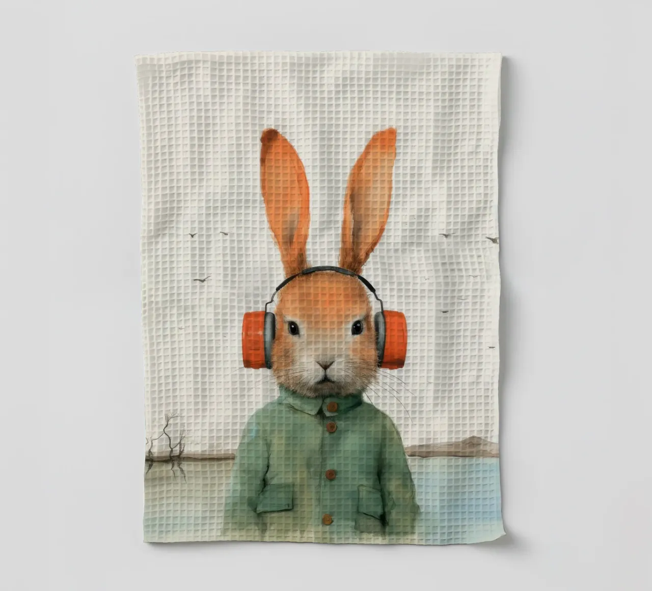 Lapin minimal 2 torchon de Minimal Animal Art
