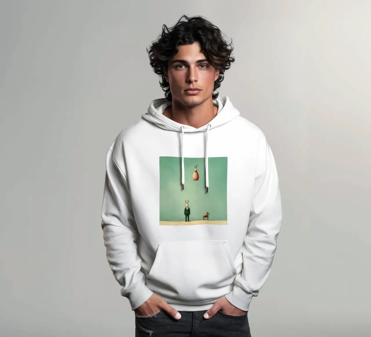 Conejo mínimo 3 sudadera con capucha de Minimal Animal Art