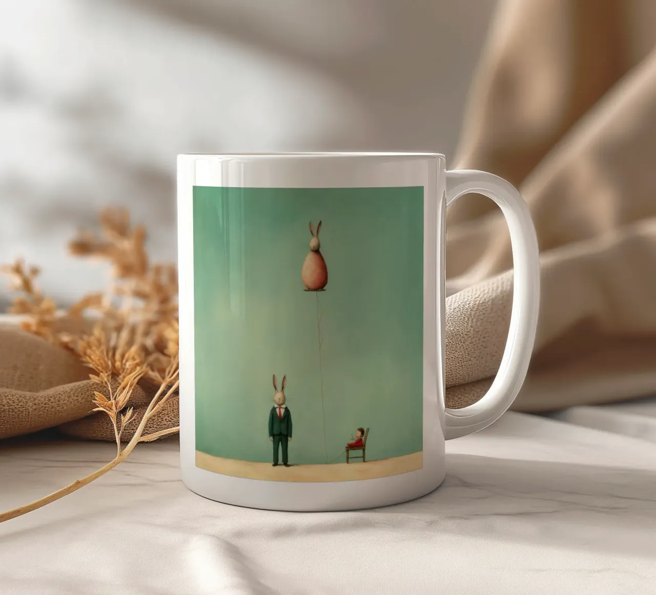 Minimal Kaninchen 3 Keramik Tasse von Minimal Animal Art
