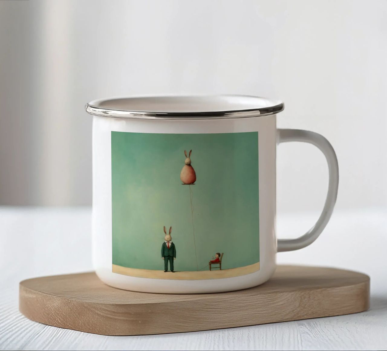 Coniglio minimo 3 tazza in smalto da Minimal Animal Art