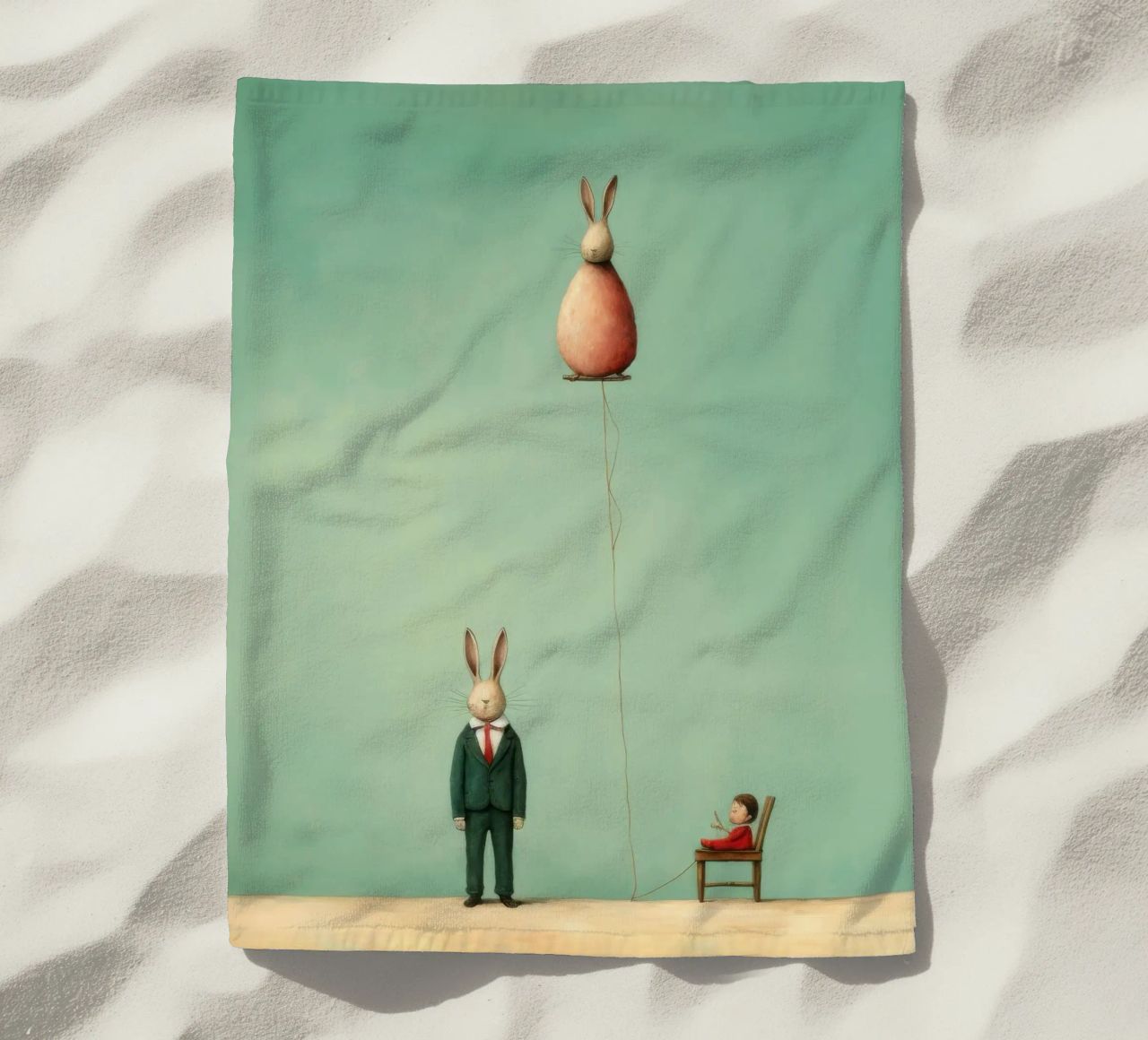 Coniglio minimo 3 telo mare da Minimal Animal Art