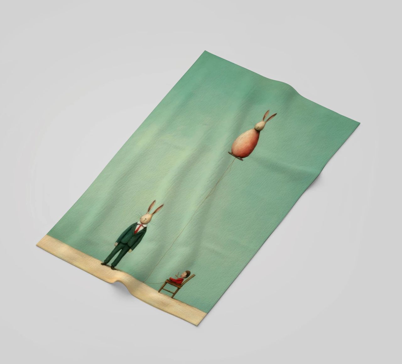 Coniglio minimo 3 telo mare da Minimal Animal Art