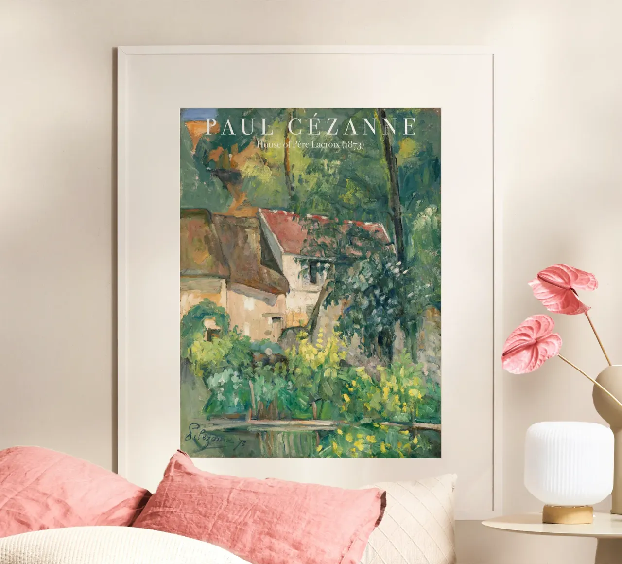 Paul Cezanne, Casa di Pere Lacroix, Pittura poster con telaio in alluminio da Peaches Art Prints