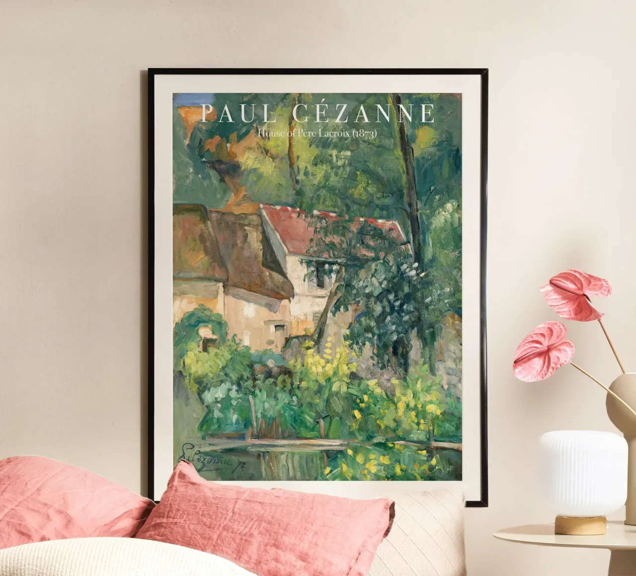 Paul Cezanne, Casa di Pere Lacroix, Pittura poster con telaio in alluminio da Peaches Art Prints