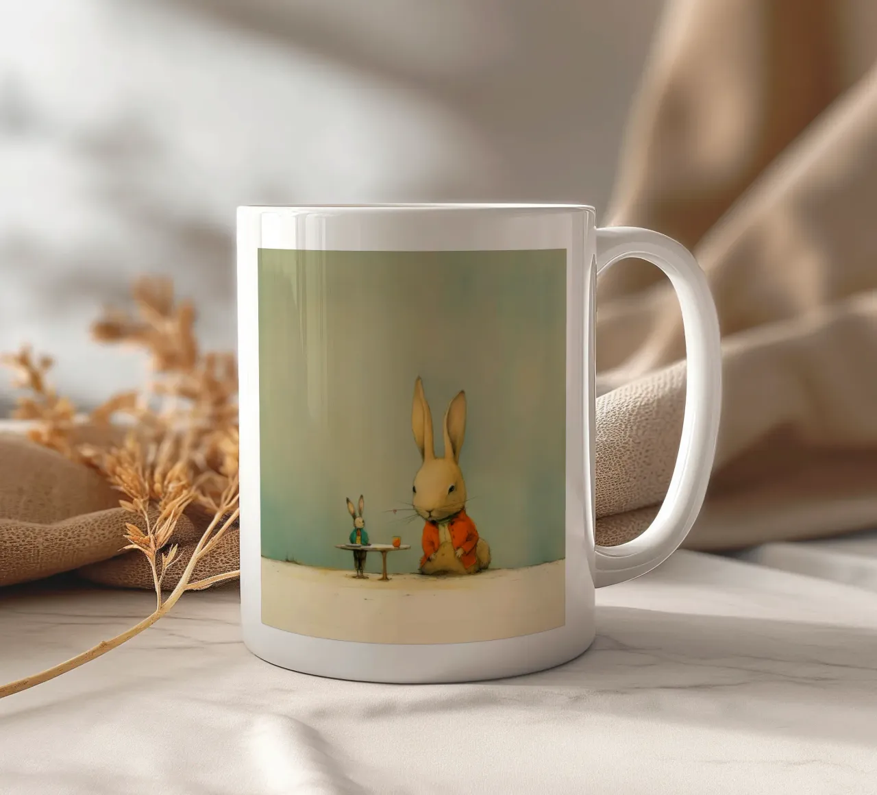 Coniglio minimo 4 tazza in ceramica da Minimal Animal Art