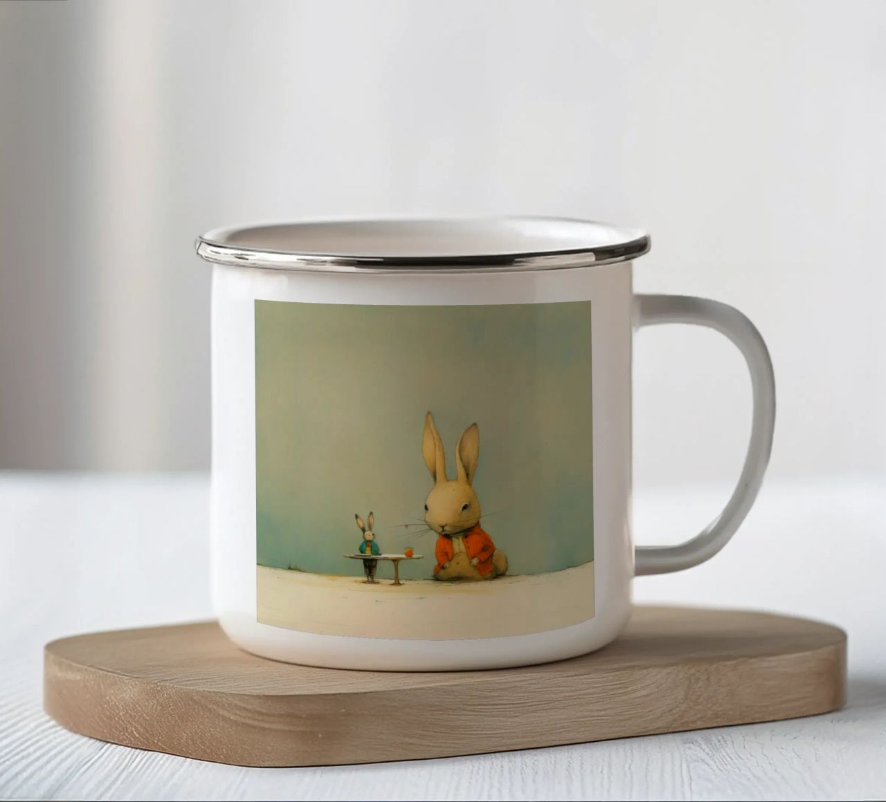 Coniglio minimo 4 tazza in smalto da Minimal Animal Art