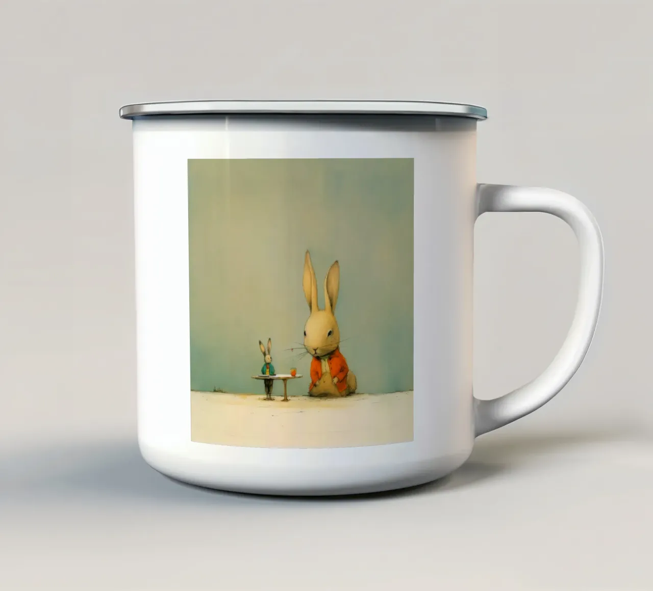 Coniglio minimo 4 tazza in smalto da Minimal Animal Art