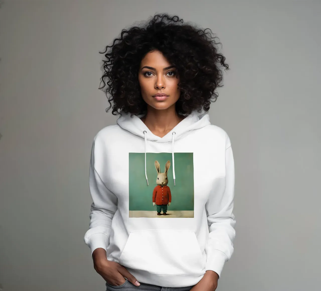 Coniglio minimo 1 felpa con cappuccio da Minimal Animal Art