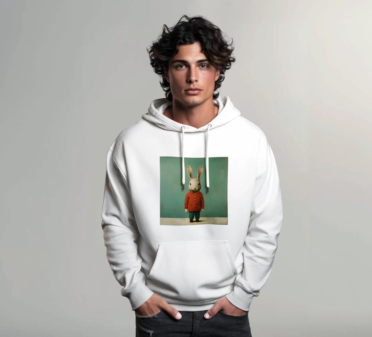 Coniglio minimo 1 felpa con cappuccio da Minimal Animal Art