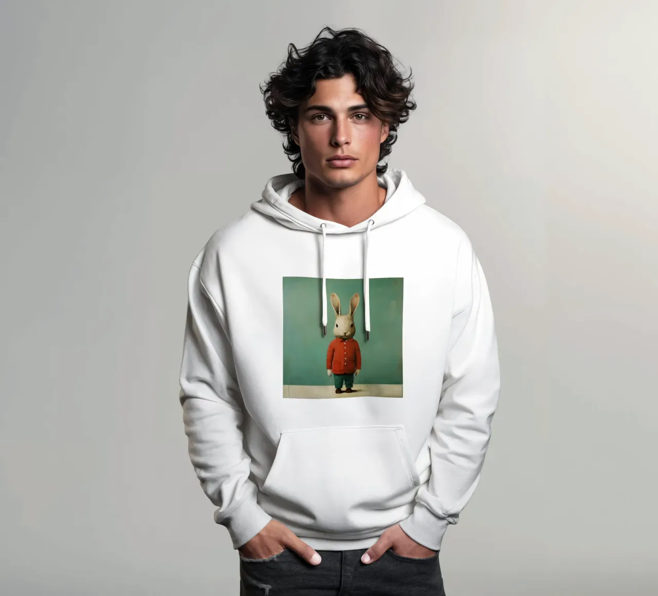 Coniglio minimo 1 felpa con cappuccio da Minimal Animal Art