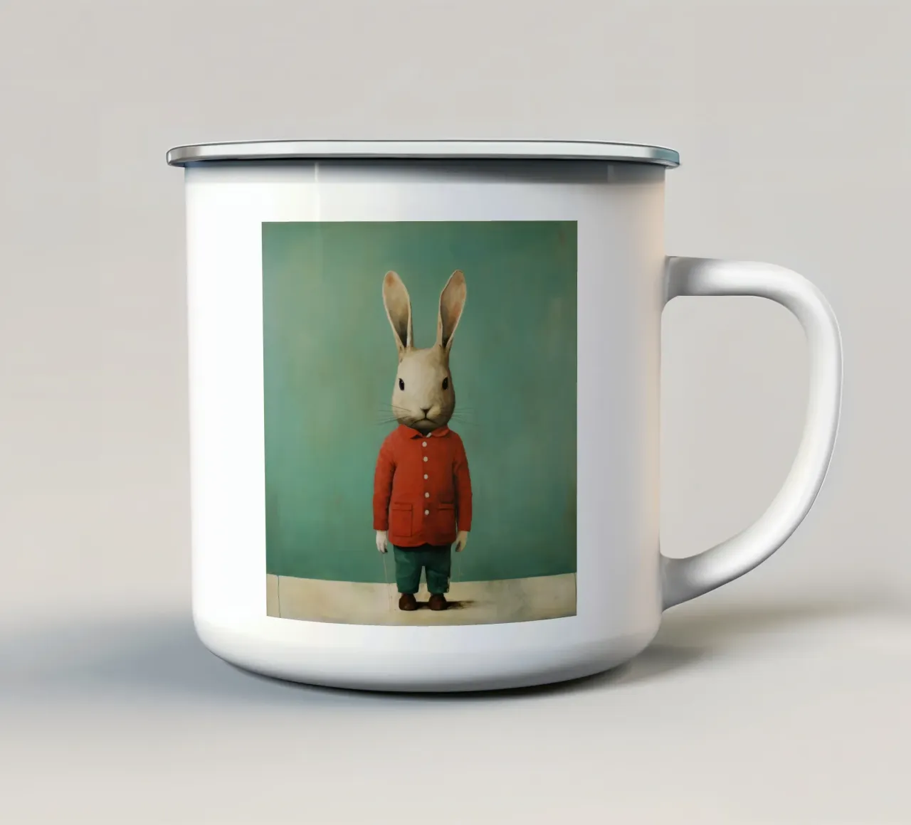 Minimal Kaninchen 1 Emaille Tasse von Minimal Animal Art