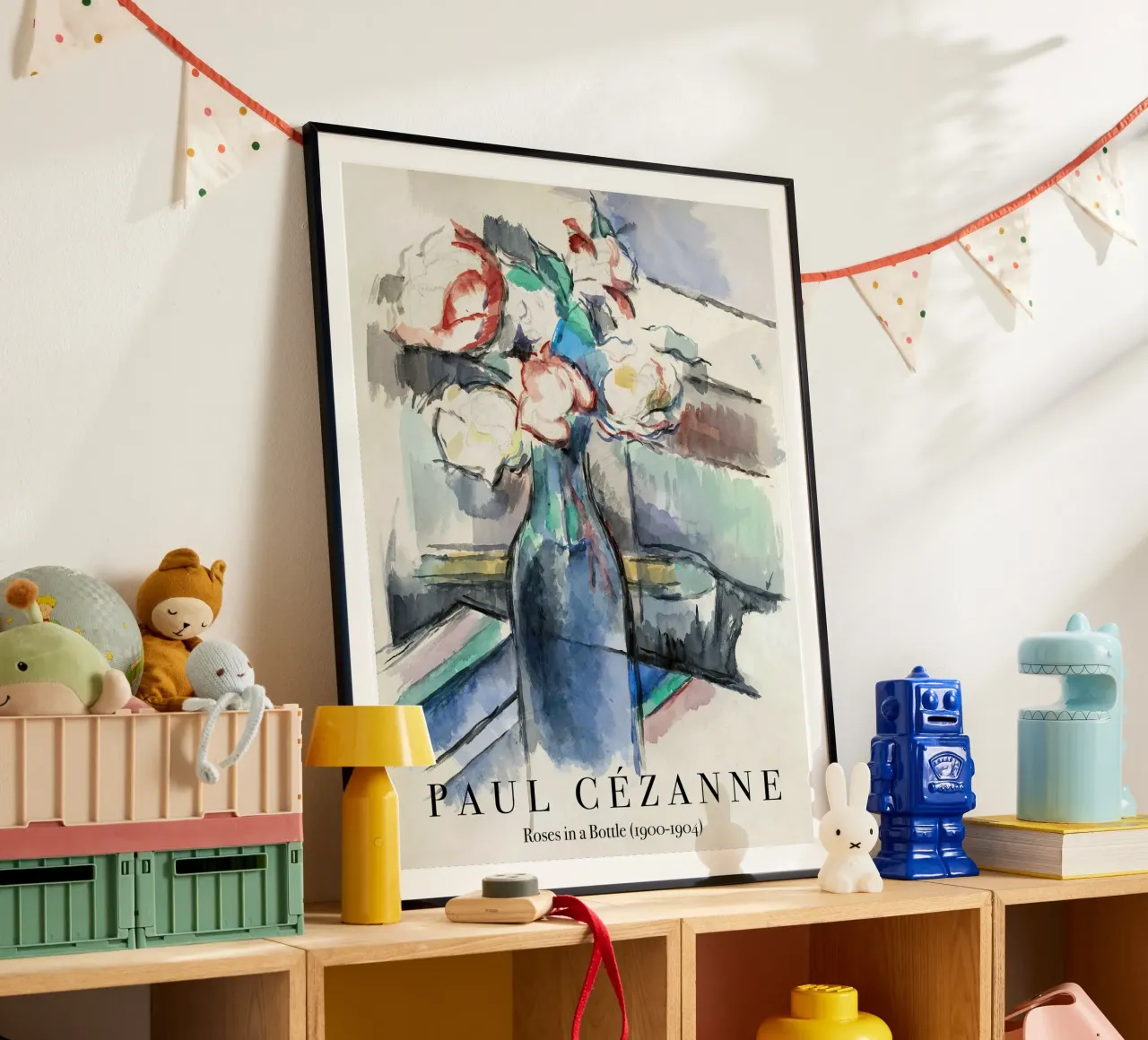 Paul Cezanne, Rose in bottiglia poster con telaio in plastica da Peaches Art Prints