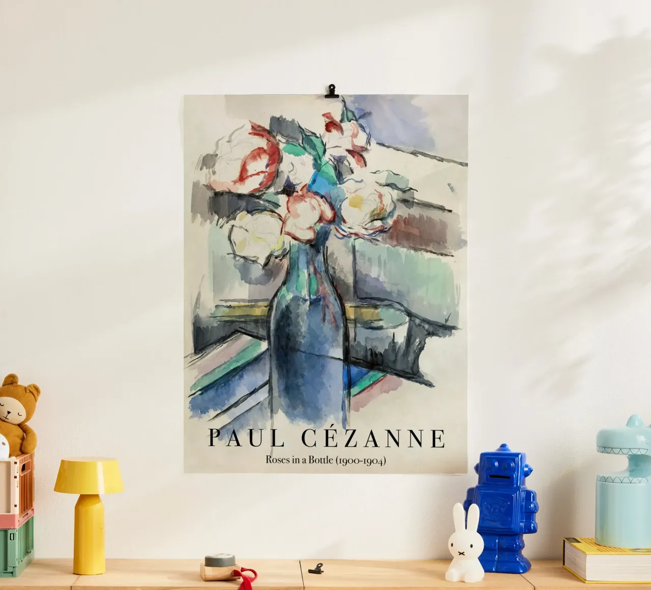 Paul Cezanne, Rose in bottiglia poster con telaio in plastica da Peaches Art Prints