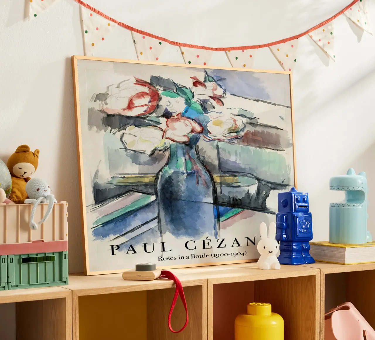 Paul Cezanne, Rose in bottiglia poster con telaio in plastica da Peaches Art Prints