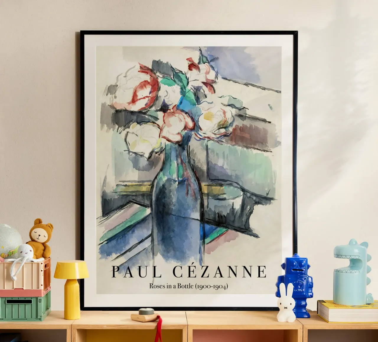 Paul Cezanne, Rose in bottiglia poster con telaio in plastica da Peaches Art Prints