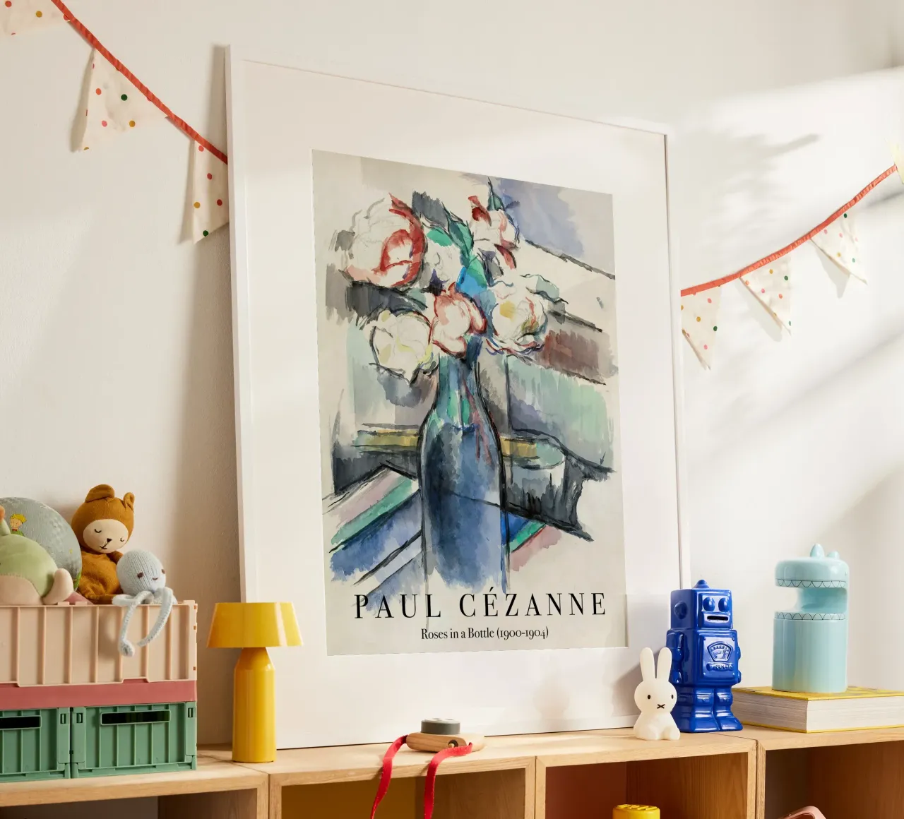 Paul Cezanne, Rose in bottiglia poster con telaio in plastica da Peaches Art Prints