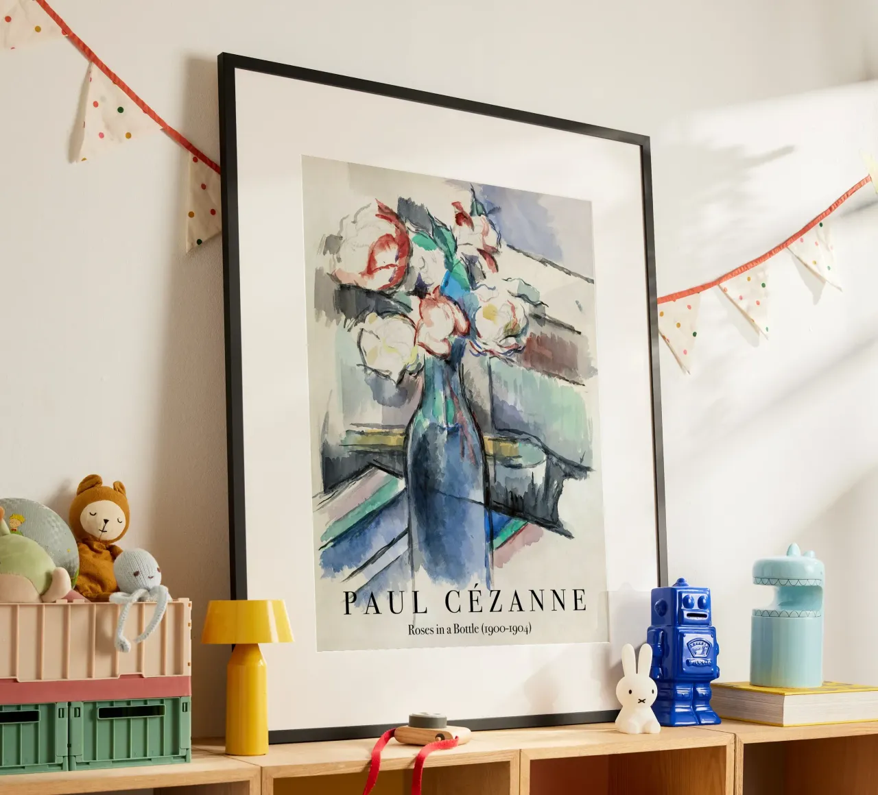 Paul Cezanne, Rose in bottiglia poster con telaio in plastica da Peaches Art Prints