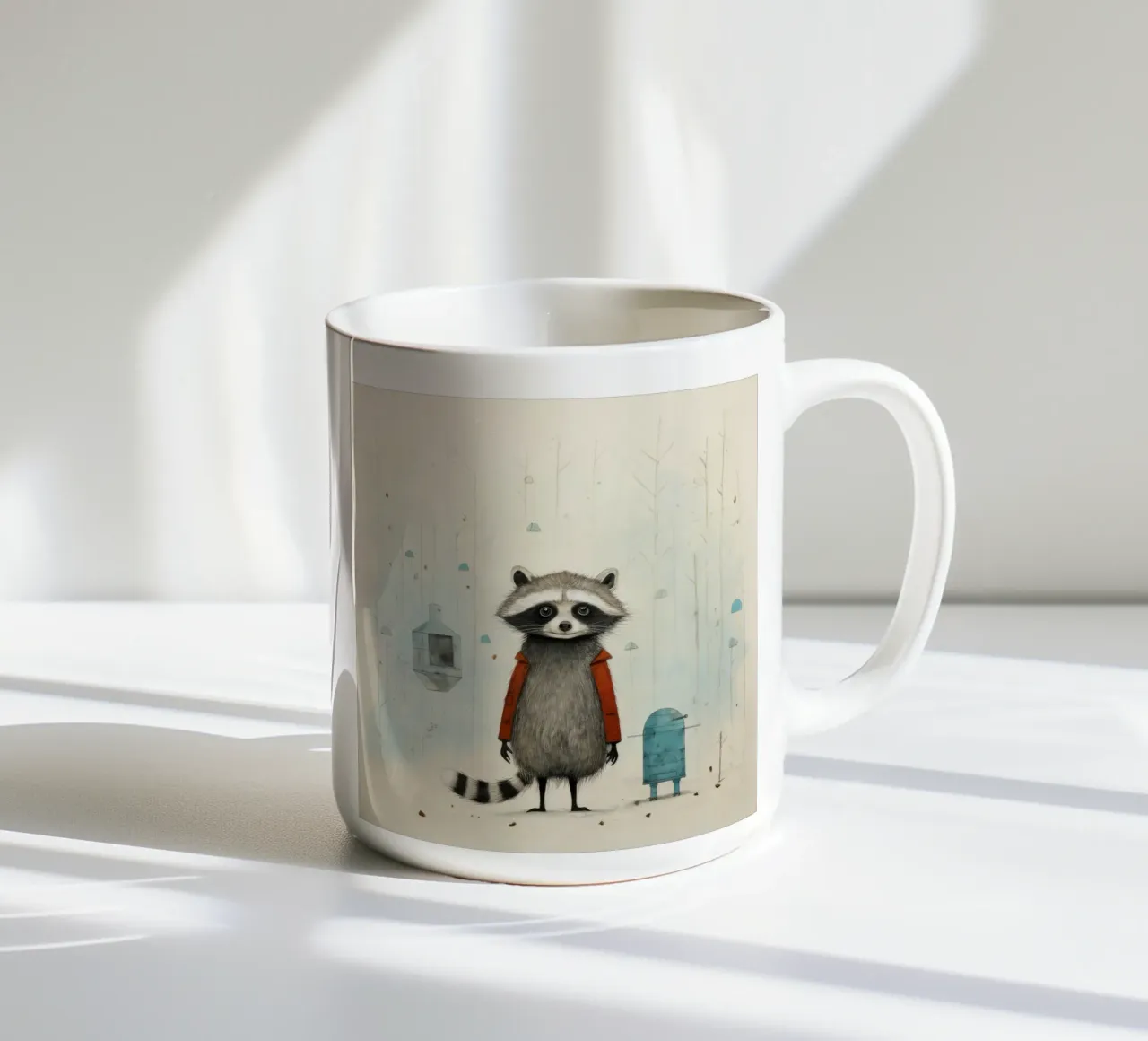 Procione minimo 2 tazza in ceramica da Minimal Animal Art