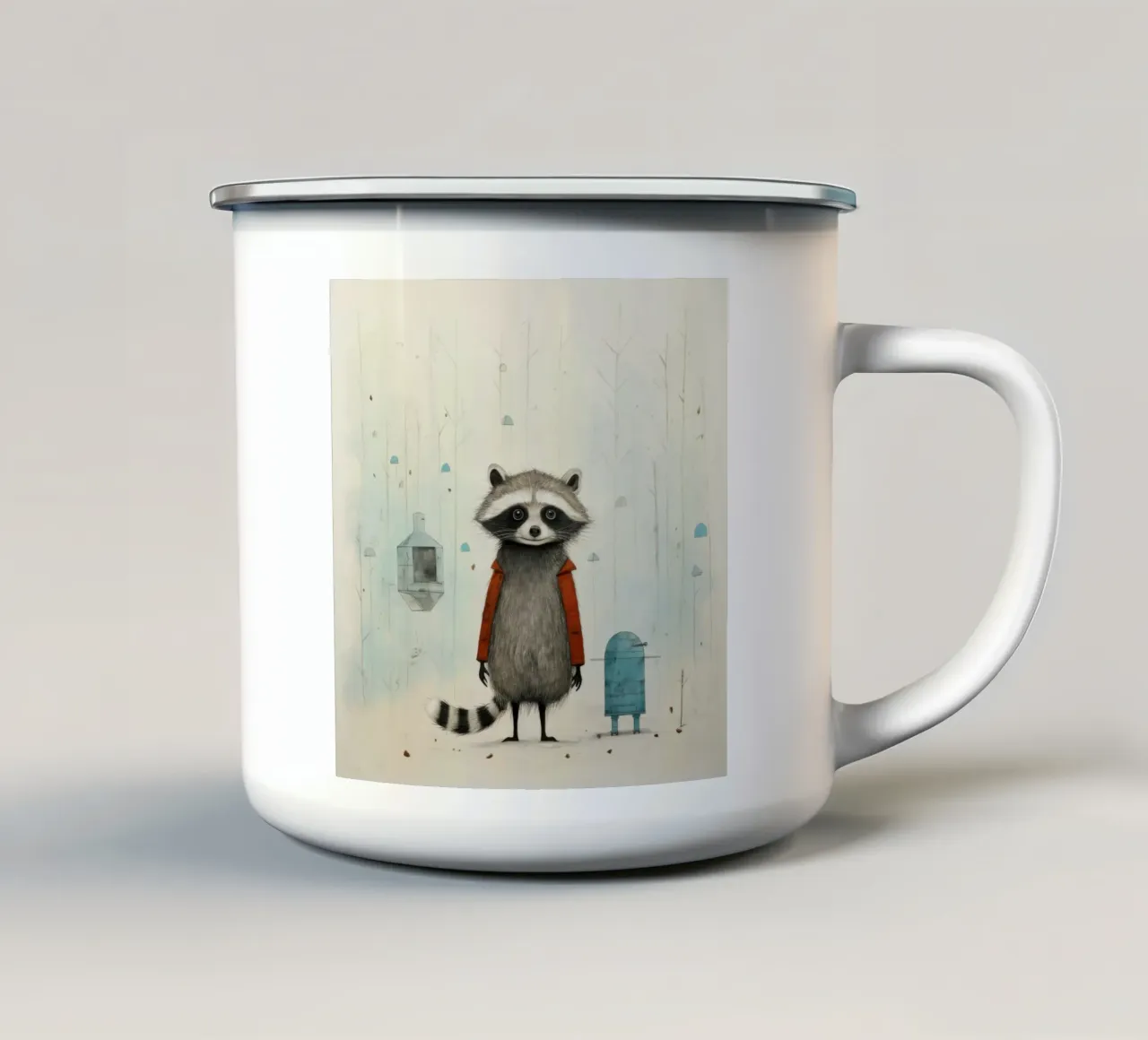 Procione minimo 2 tazza in smalto da Minimal Animal Art