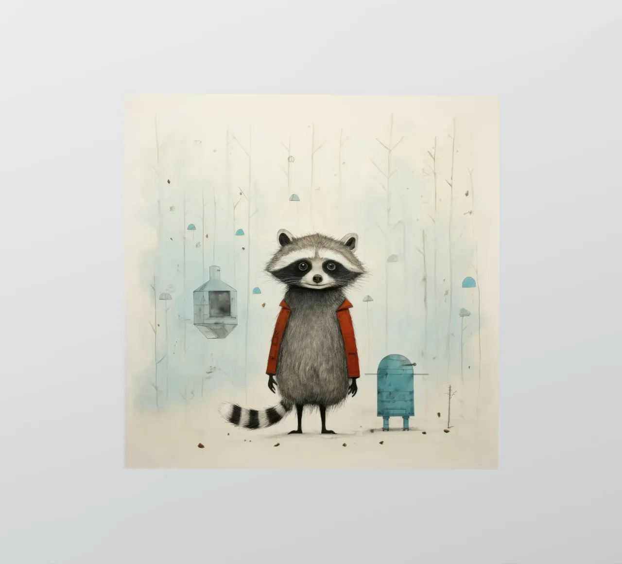 Procione minimo 2 adesivo da Minimal Animal Art