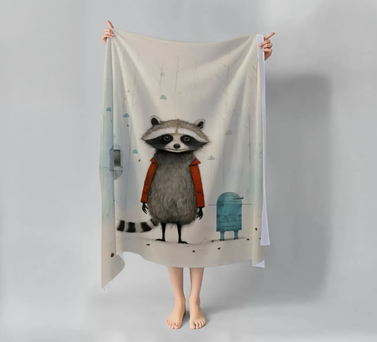 Procione minimo 2 telo mare da Minimal Animal Art