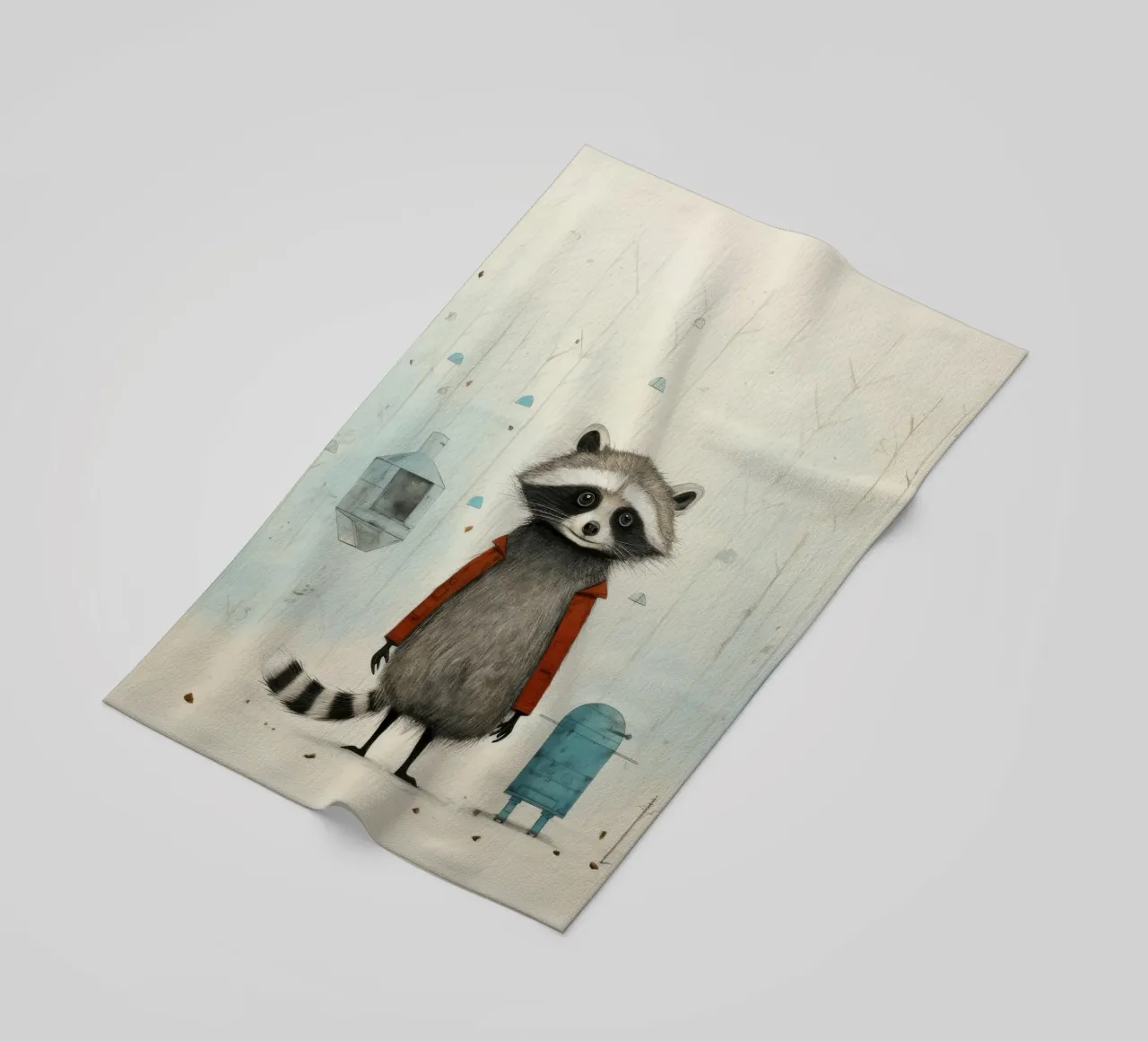 Procione minimo 2 telo mare da Minimal Animal Art