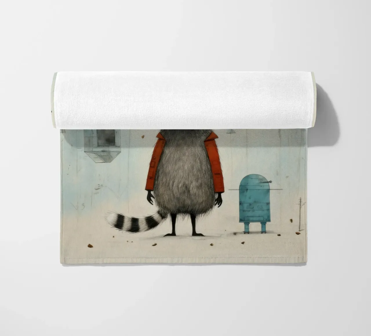 Procione minimo 2 telo mare da Minimal Animal Art